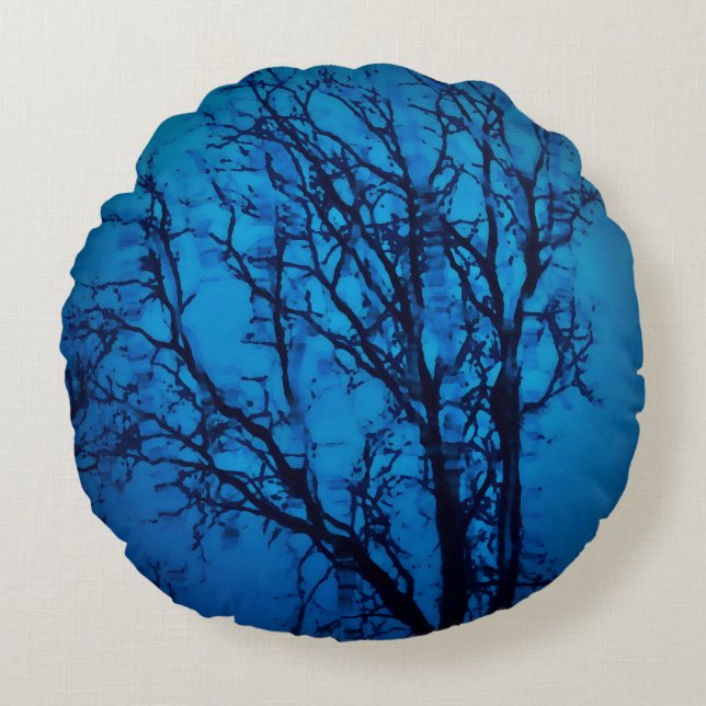 Glaskkonst, viftande Abstrakt i Träd Rund Kudde (Framsidan)