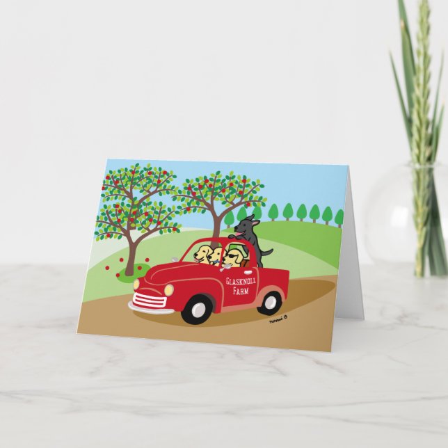 Glasknoll Farm Labradors och Red Lastbil Kort (Framsida)