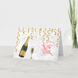 Glaskonfetti Champagne Flaska, nyår Helgkort