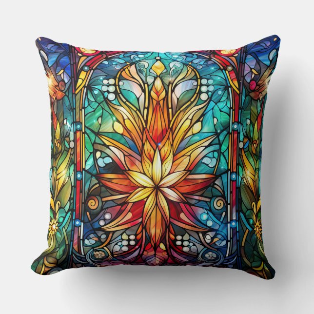 Glaskonst Dekorativ kudde - Helgdag - Blommigt (Framsida)