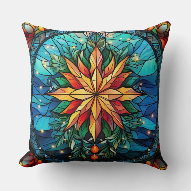 Glaskonst Dekorativ kudde - Helgdag - Blommigt (Framsida)