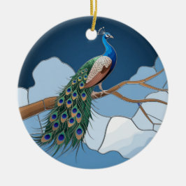 Glaskonst, färgat glas julgransprydnad keramik