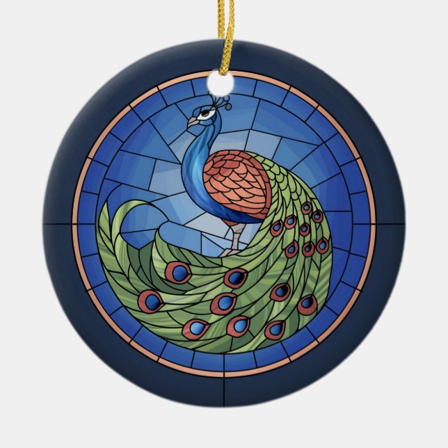 Glaskonst, färgat glas julgransprydnad keramik (Framsidan)