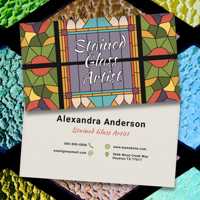 Glaskonst, fastsatt visitkort (Stained Glass Art Business Card)