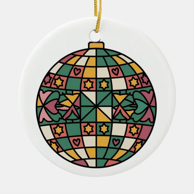 Glaskonst, glasaktigt, Boll, glasaktigt, Stil Julgransprydnad Keramik (Framsidan)