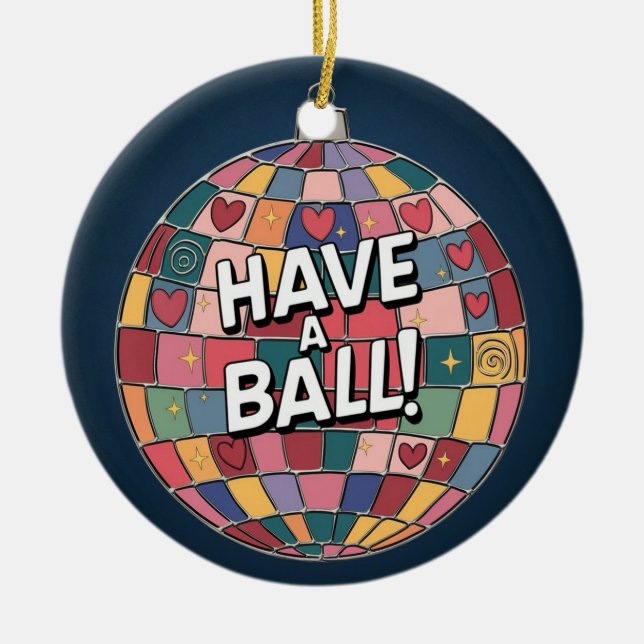 Glaskonst, glasaktigt, Boll, glasaktigt, Stil Julgransprydnad Keramik (Framsidan)