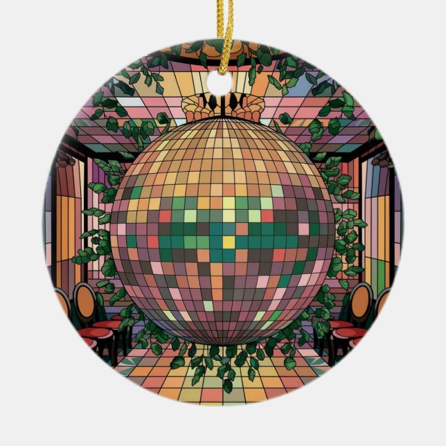 Glaskonst, glasaktigt, Boll, glasaktigt, Stil Julgransprydnad Keramik (Framsidan)