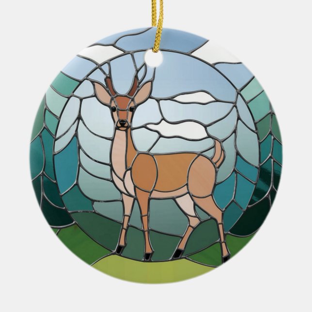 Glaskonst, glasaktigt, glasaktigt, Stil Hjort kons Julgransprydnad Keramik (Framsidan)