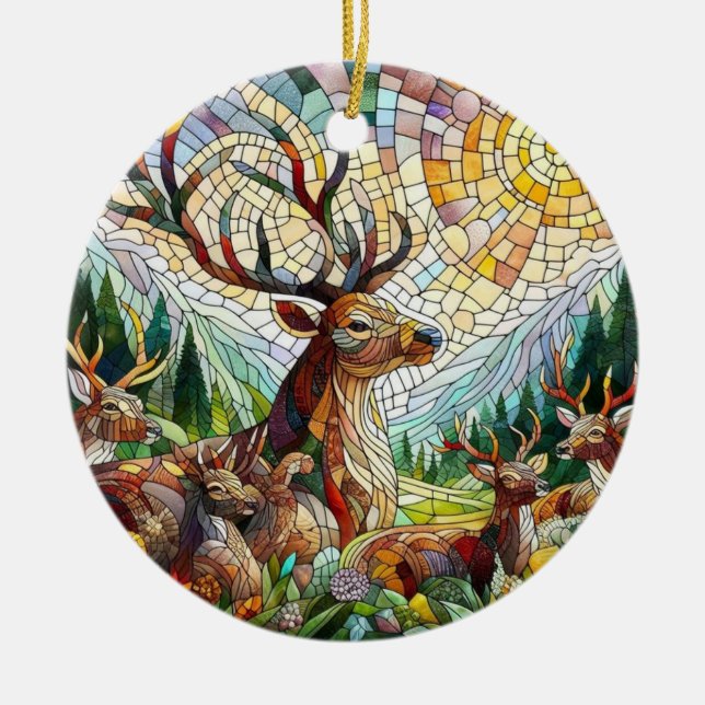 Glaskonst, glasaktigt, glasaktigt, Stil Hjort kons Julgransprydnad Keramik (Framsidan)
