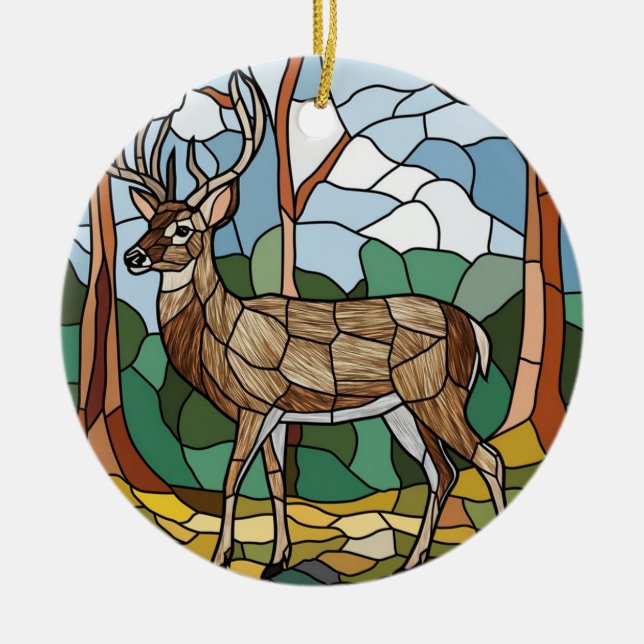 Glaskonst, glasaktigt, glasaktigt, Stil Hjort kons Julgransprydnad Keramik (Framsidan)