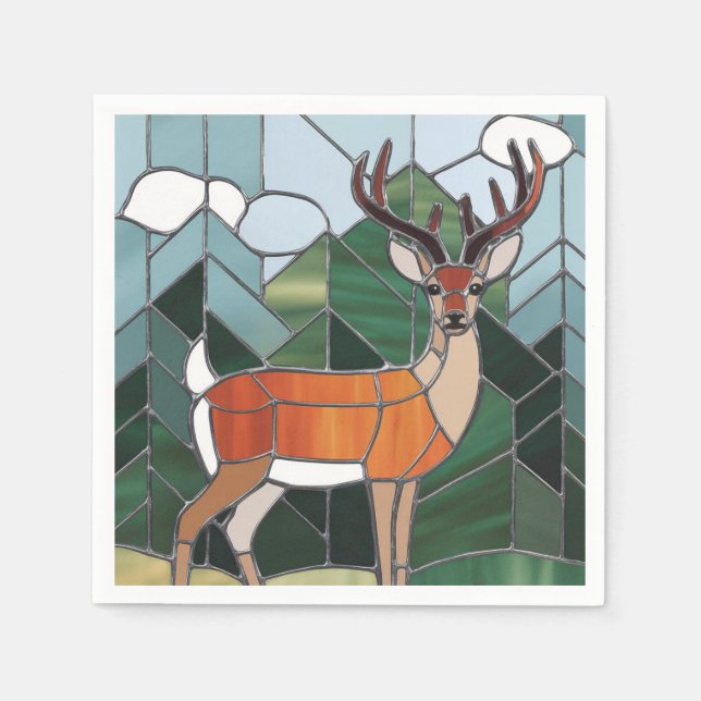 Glaskonst, glasaktigt, glasaktigt, Stil Hjort kons Pappersservett (Framsidan)