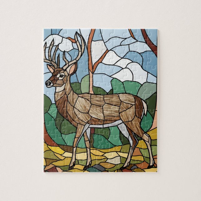 Glaskonst, glasaktigt, glasaktigt, Stil Hjort kons Pussel (Vertikal)