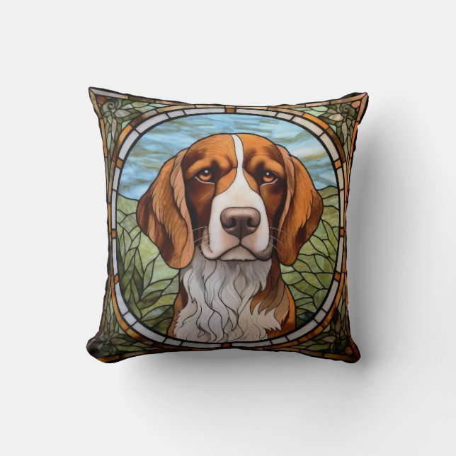 Glaskonst i beagle Hund Pillow-glaset Kudde (Framsida)