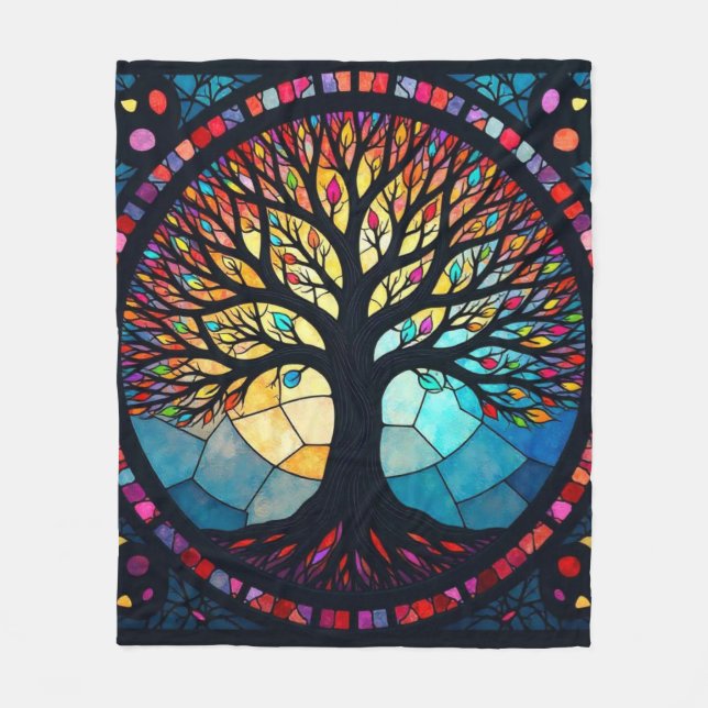 Glaskonst, Livets träd, glasskikt Fleecefilt (Framsidan)