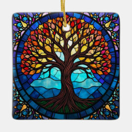 Glaskonst, Livets träd, glasskikt Julgransprydnad Keramik