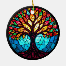 Glaskonst, Livets träd, glasskikt Julgransprydnad Keramik