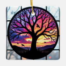 Glaskonst, Livets träd, glasskikt Julgransprydnad Keramik