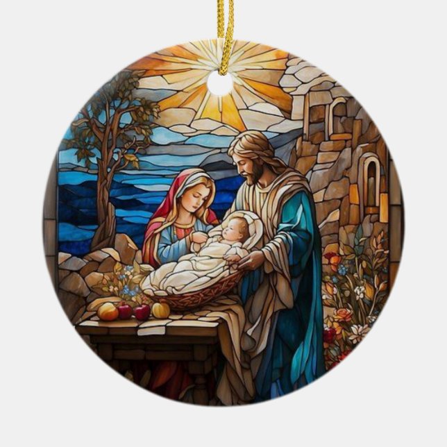 Glaskonst, Savior Jesus födelse Julgransprydnad Keramik (Framsidan)