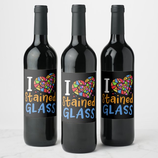 Glaskonstnär bestående av glasskikt vinflaska etikett (Flaskor)