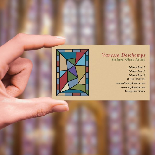 Glaskonstnär, fastsatt visitkort (Stained Glass Artist Business Card)
