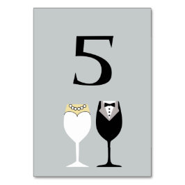 Glaskort för Bordsnummer av  i Bride & Groom Vin