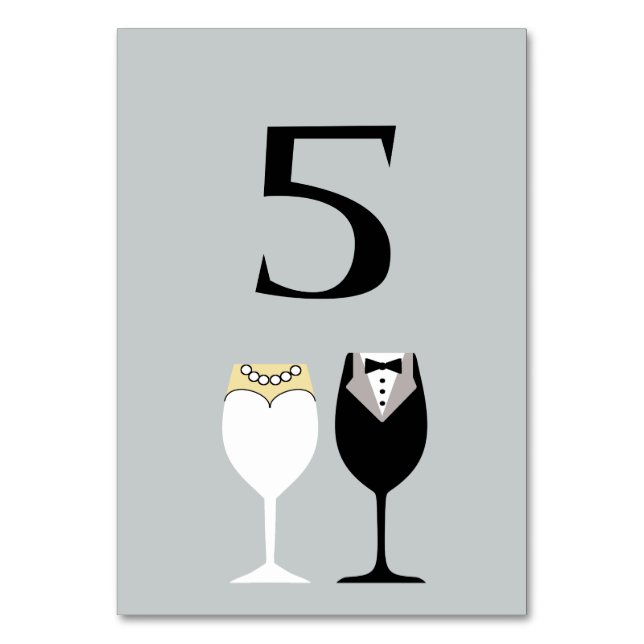 Glaskort för Bordsnummer av  i Bride & Groom Vin (Framsidan)