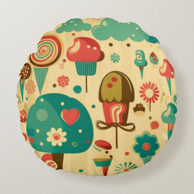 Glaskrämer för vintage av ljus rund kudde (Framsidan)