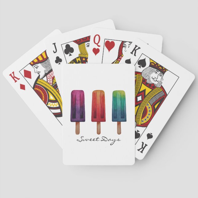 Glaskrämer med vattenfärgsfärgad bläckfisk casinokort (Baksidan)