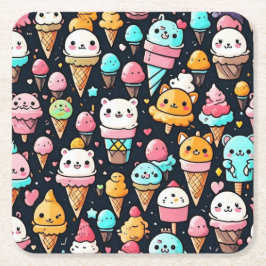 Glaskrämkoner för gräddning i grädden, färglös underlägg papper kvadrat