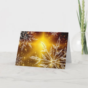 Glaskristaller i snöflingan guld kort
