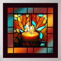 Glasljus med fastsatt lampa MIxed Media Painting A