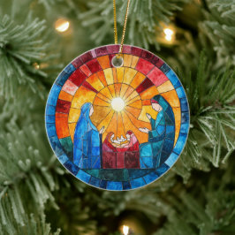 Glasmålning Nativitetsscen Julgransprydnad Keramik