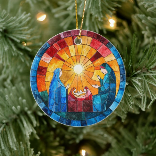 Glasmålning Nativitetsscen Julgransprydnad Keramik (Träd)