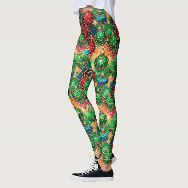 Glasmålning Ornamente Jul Leggings (Vänster)