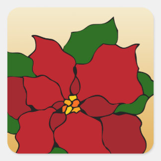 Glasmålning Poinsettia Fyrkantigt Klistermärke