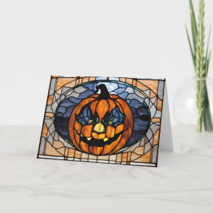 Glasmålning Skräckinjagande Halloween-pumpa  Helgkort