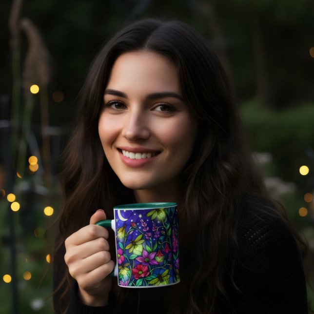 glasmålning stil blommande bin kaffe  mugg (Skapare uppladdad)