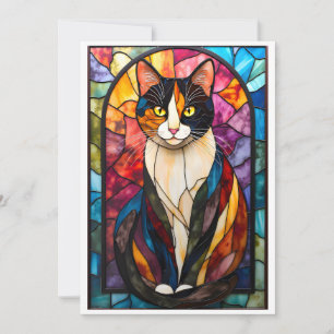 Glasmålning Stil Charmig Calico Katt Kort