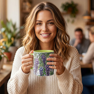 glasmålning stil lila blomma blomster kaffe mugg