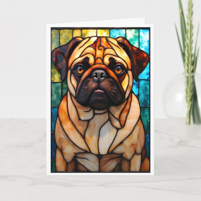 Glasmålning Stil Mops Hund Kort (Framsida)