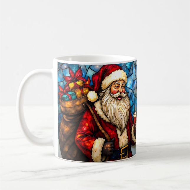 Glasmålning Stil Tomte med Ljus  Kaffemugg (Vänster)