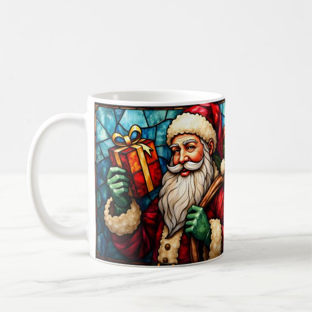 Glasmålning Stil Tomte med Present Kaffemugg (Vänster)
