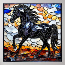 Glasmålning svart häst