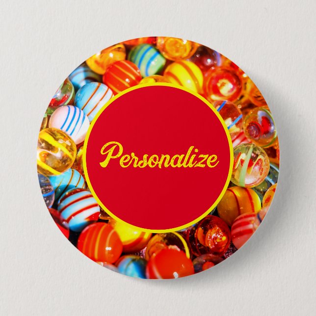 Glasmarmor vintage old school färgad knapp (Framsida)