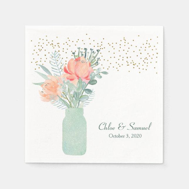 Glasmäss Burk Bröllop Pappersservett (Framsidan)