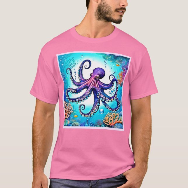 Glasmönster för korallytopus t shirt (Framsida)