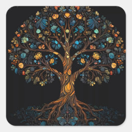 Glasmosaic Träd Fyrkantigt Klistermärke