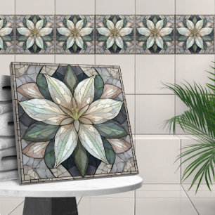 Glasmosaik av Lily Blommor nedfläckad Kakelplatta