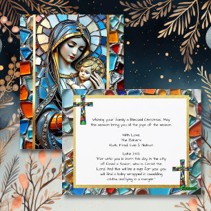 Glasmosaik, fastsatt Mary och Jesus jul Vykort