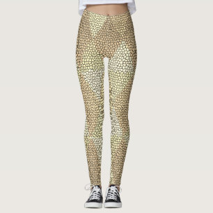 Glasmosaik Guld Diamant Mönster Leggings